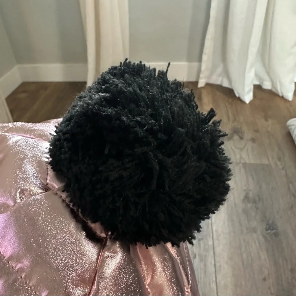 NEW! All in Motion Girl’s Pink and Black Pom-Pom Beanie, Metallic, Girlie, OSFM